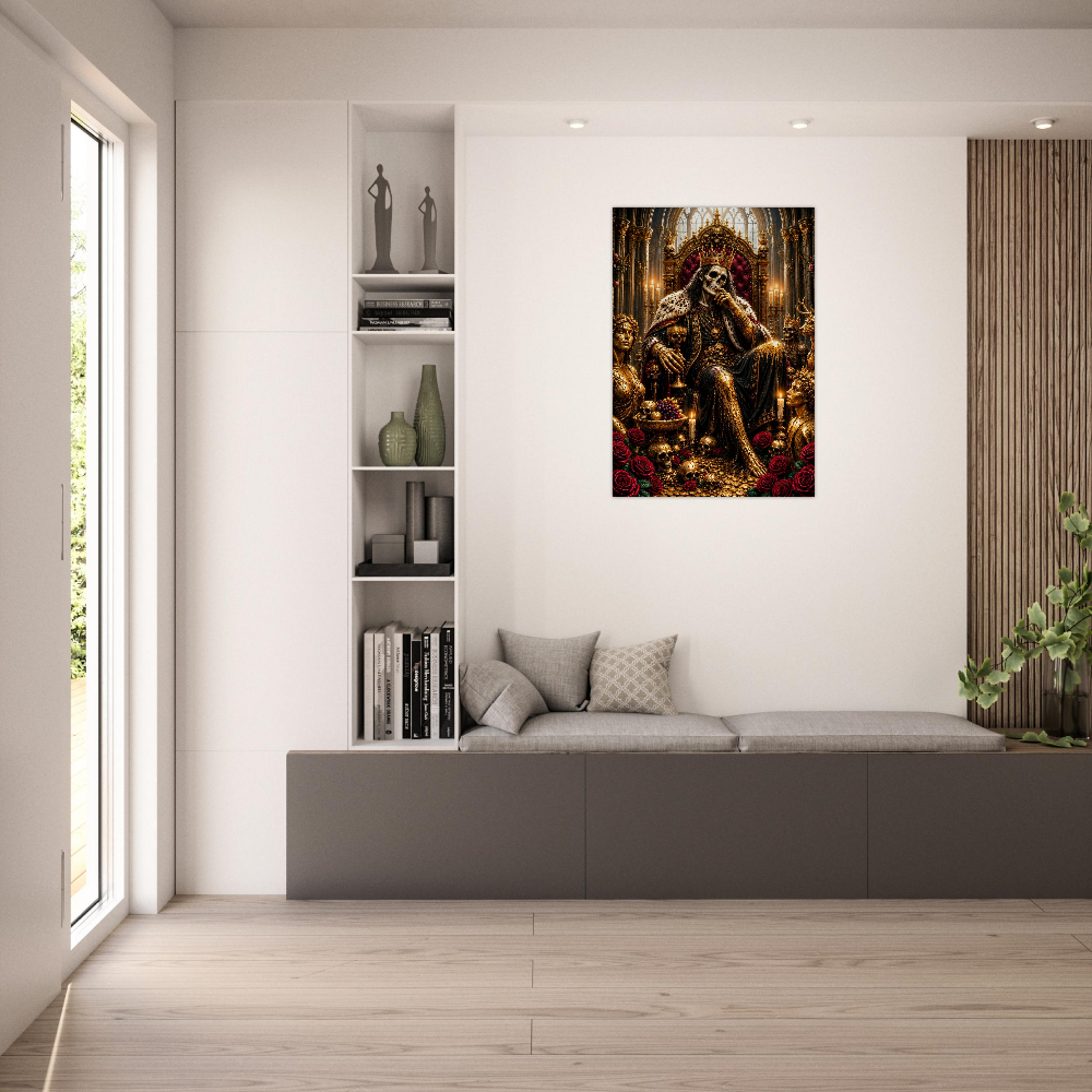 Luxus Metall Wandbild Gothic Fantasy Geschenk König Midas Gold Skull Kunst
