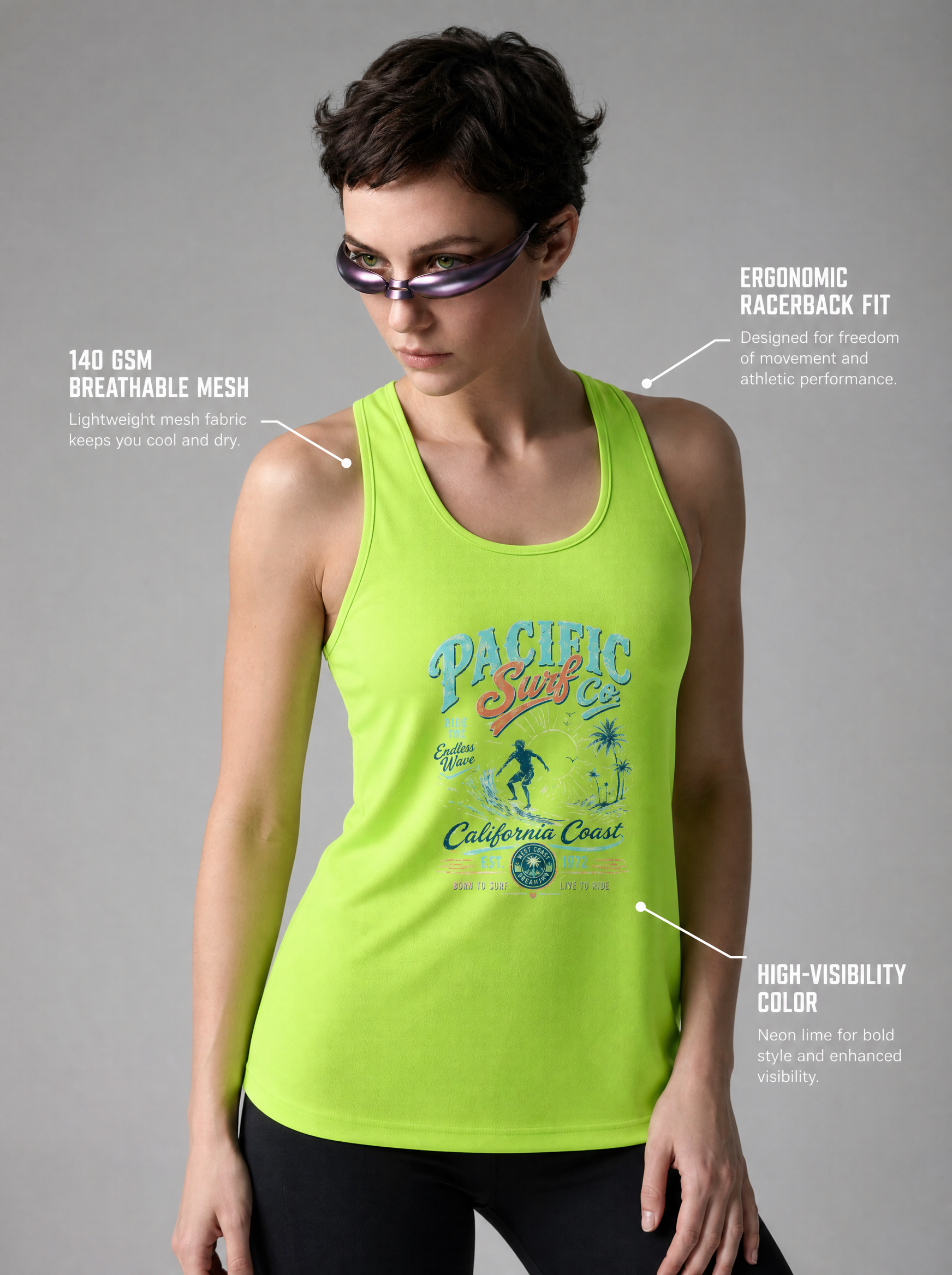 Tank Top Damen Sport atmungsaktiv Mesh leicht figurbetont Fitness Top