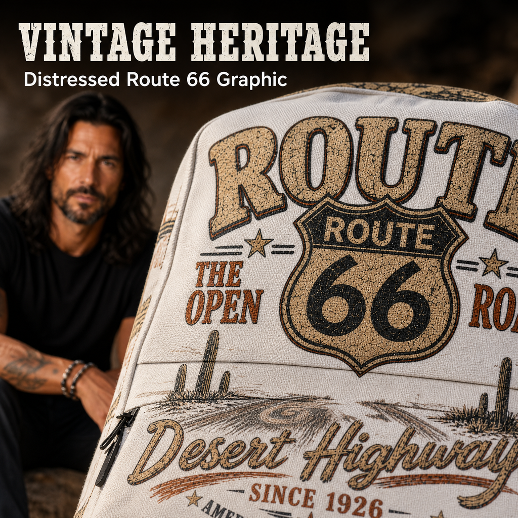 Route 66 Backpack Vintage Desert Highway Biker Gift Retro USA Road Trip