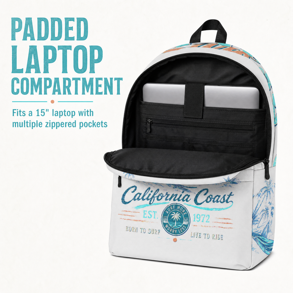 Backpack Surf California Beach Laptop Backpack Travel Bag School Bag Gift Rucksack