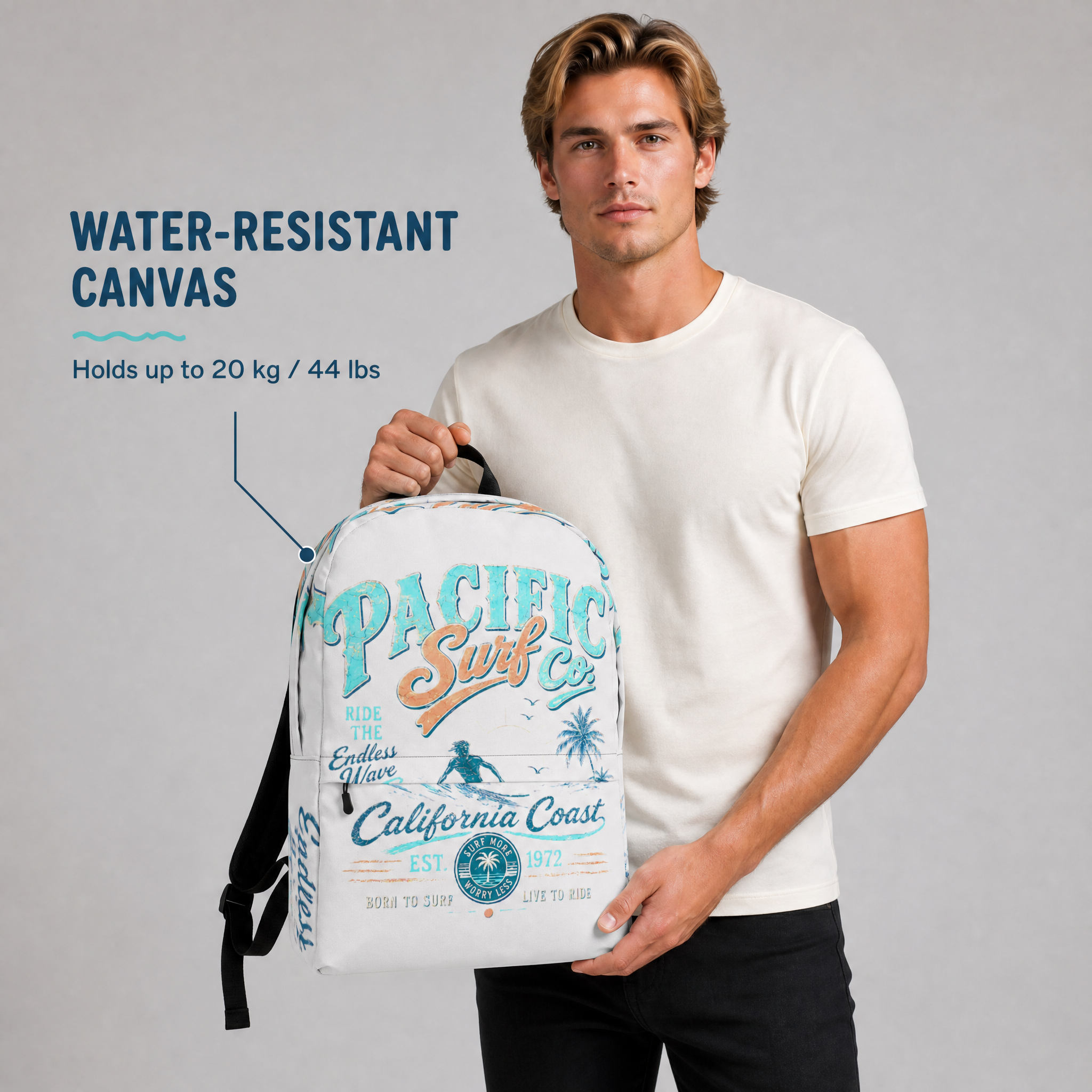 Backpack Surf California Beach Laptop Backpack Travel Bag School Bag Gift Rucksack