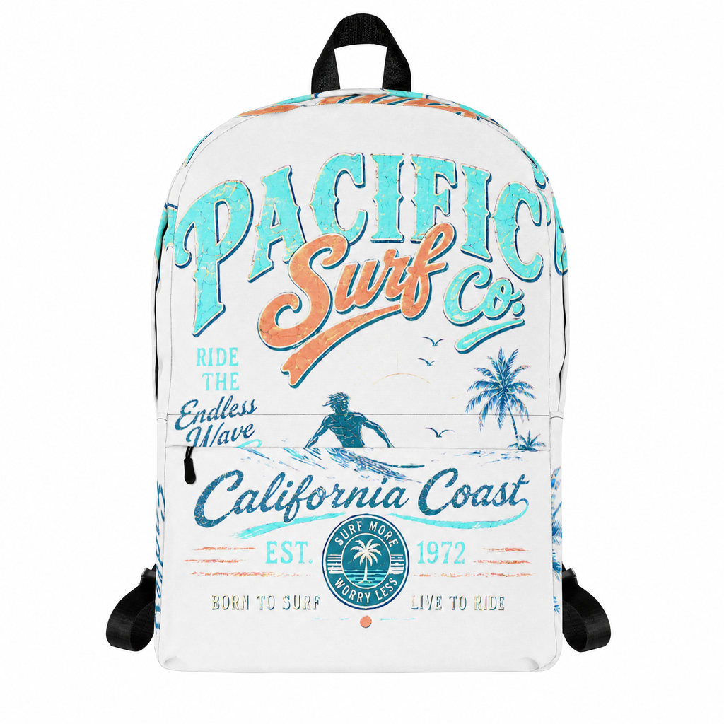 Backpack Surf California Beach Laptop Backpack Travel Bag School Bag Gift Rucksack