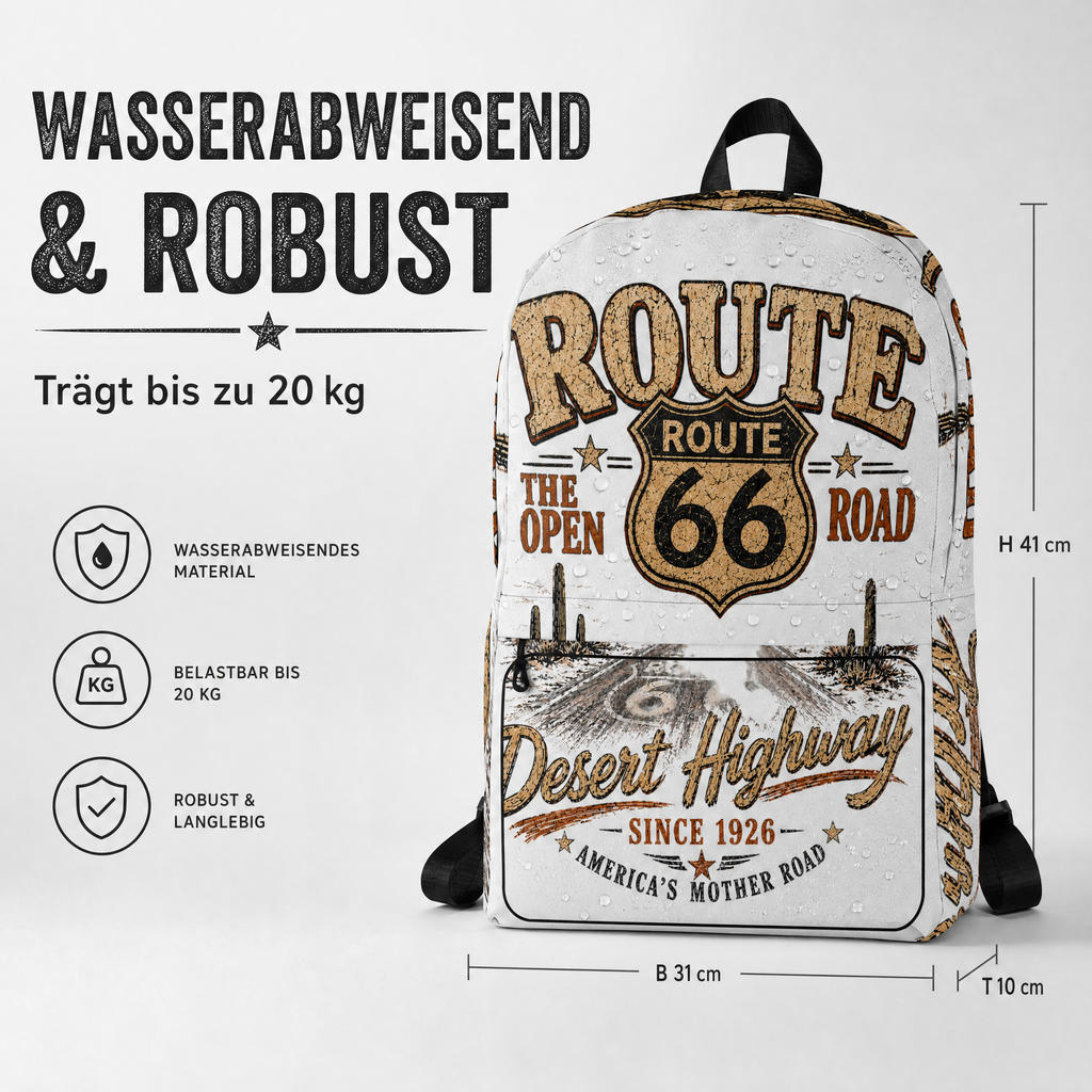 Route 66 Backpack Vintage Desert Highway Biker Gift Retro USA Road Trip