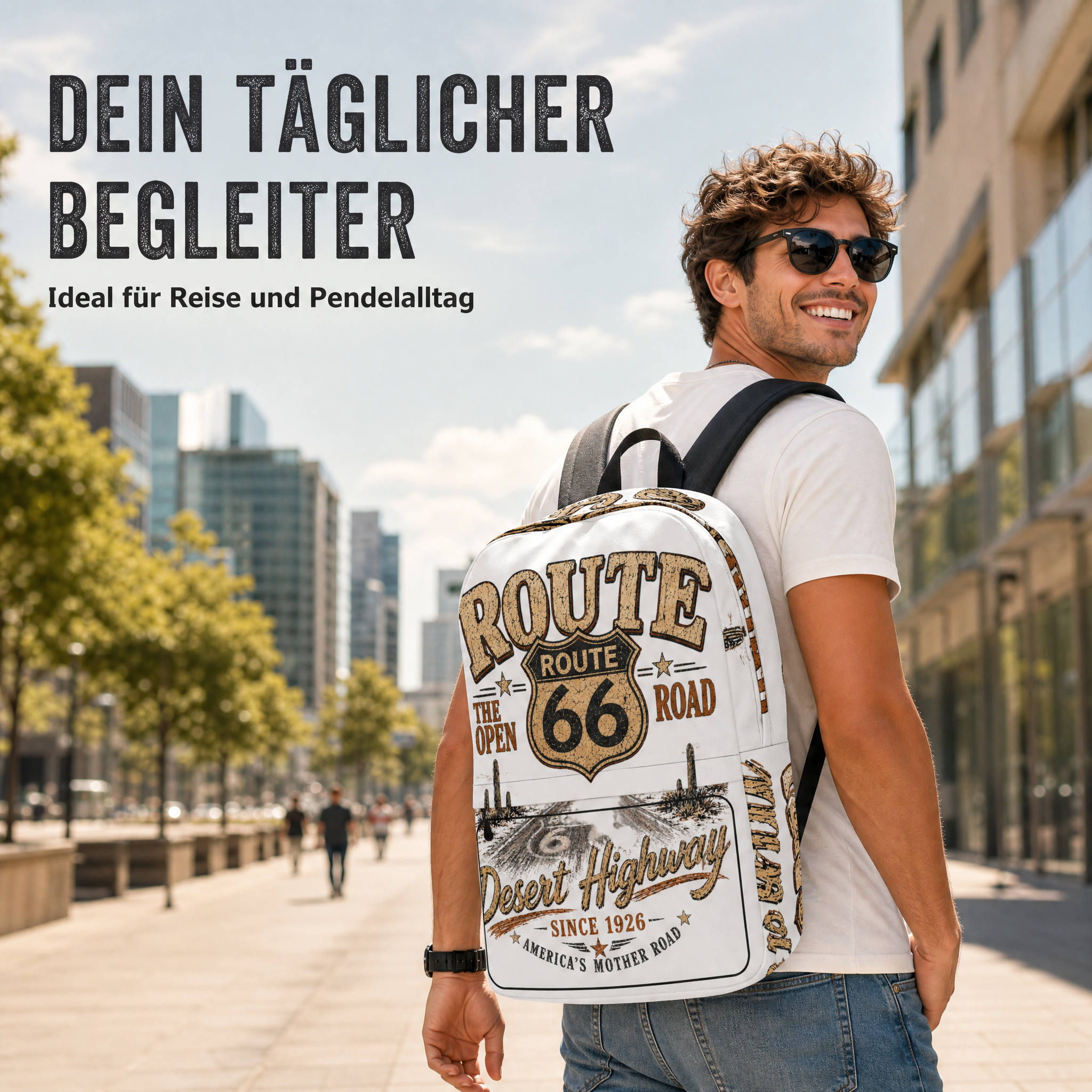 Route 66 Backpack Vintage Desert Highway Biker Gift Retro USA Road Trip
