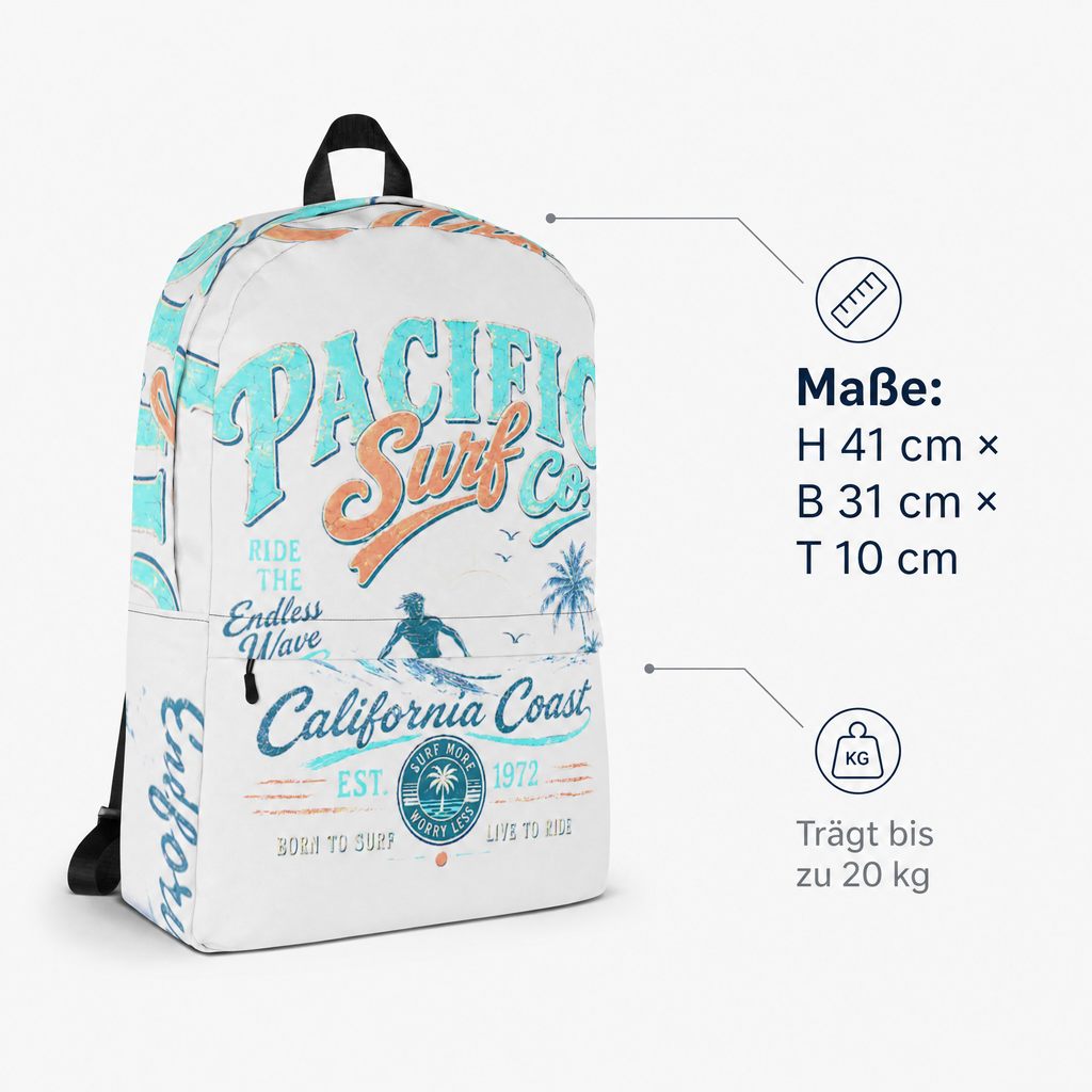 Backpack Surf California Beach Laptop Backpack Travel Bag School Bag Gift Rucksack