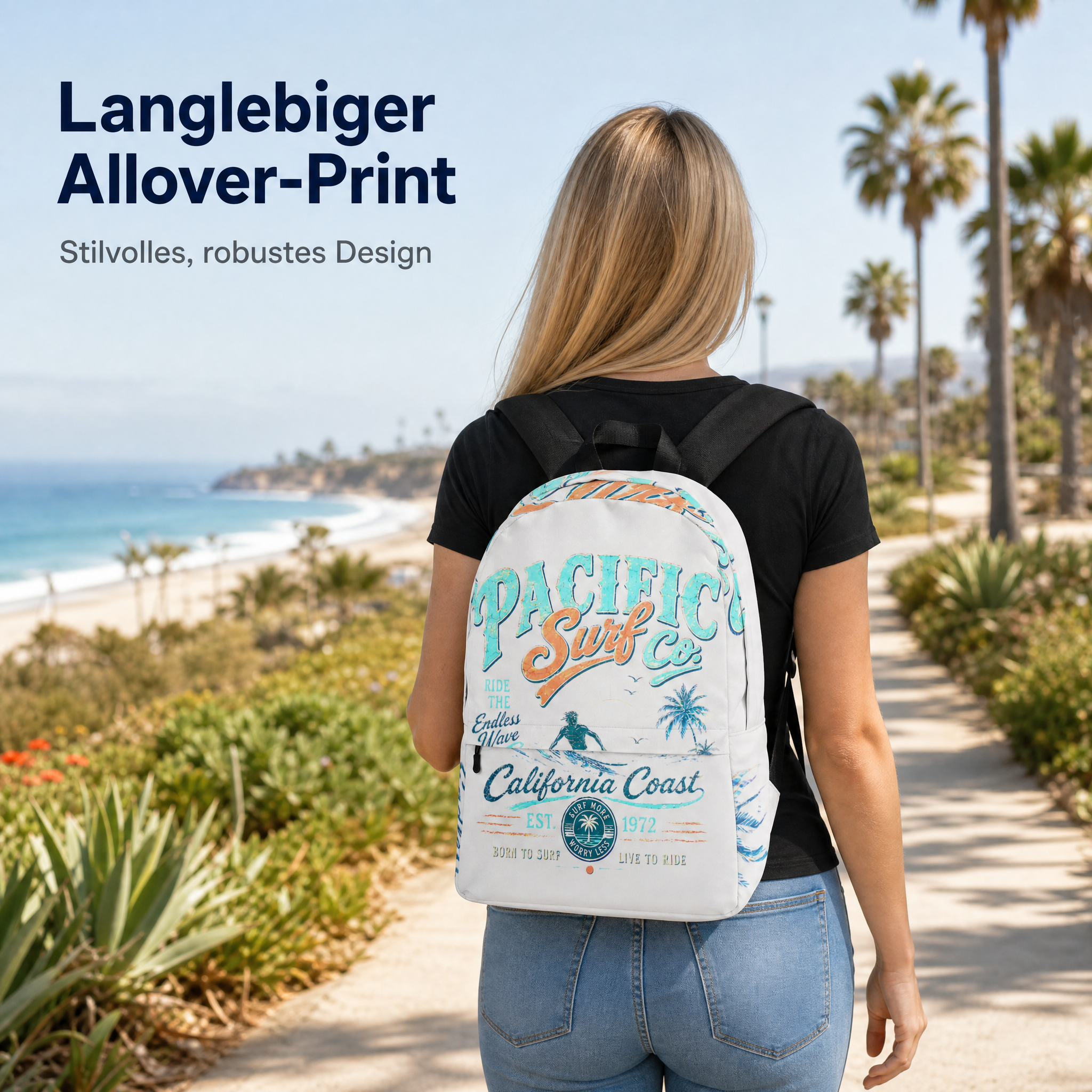 Backpack Surf California Beach Laptop Backpack Travel Bag School Bag Gift Rucksack