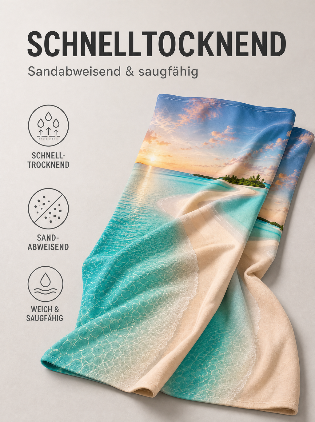 Strandhandtuch XXL weich leicht saugstark schnelltrocknend Pool Reise Badetuch