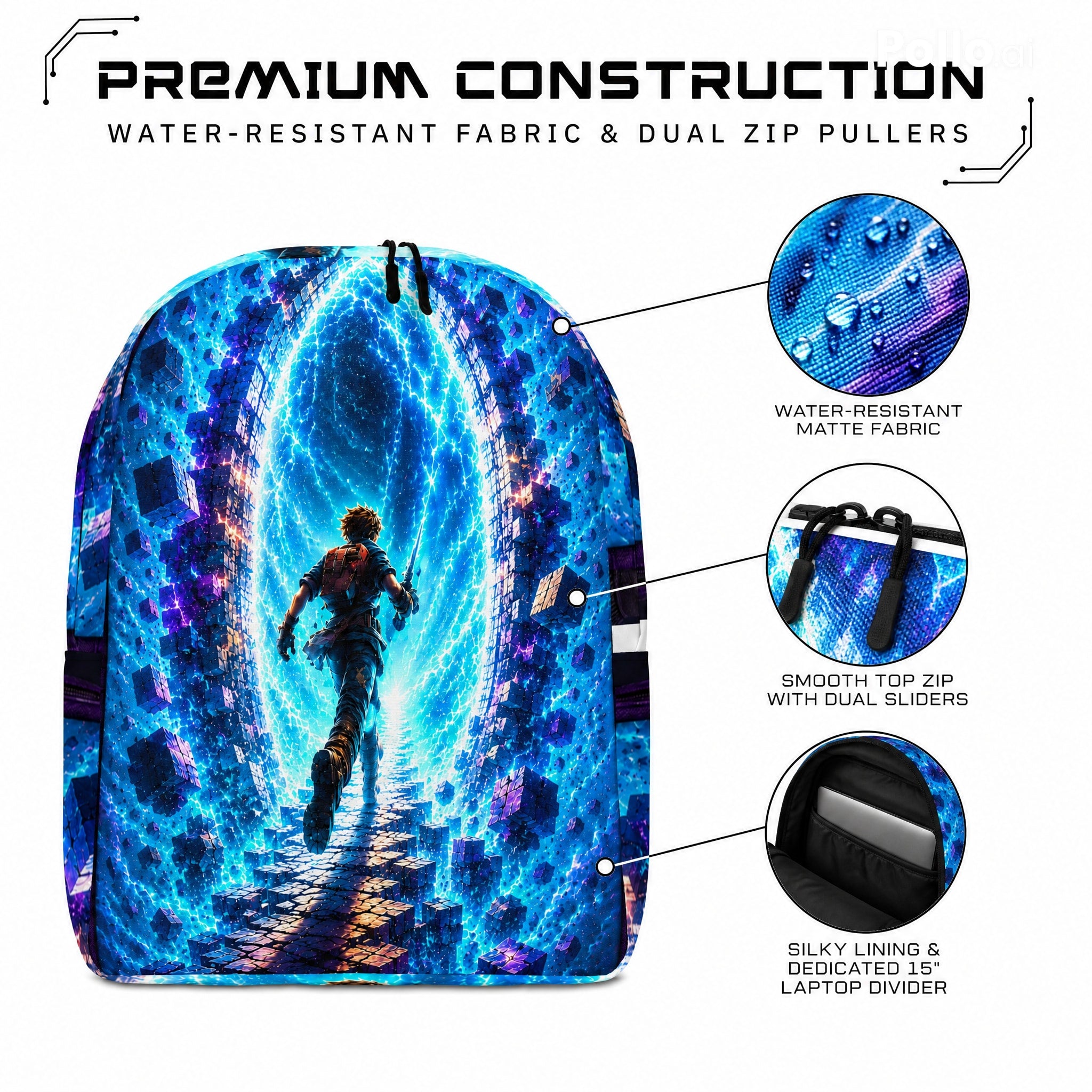 Backpack Water-Resistant Padded Laptop Compartment 15 inch 20 l Gaming