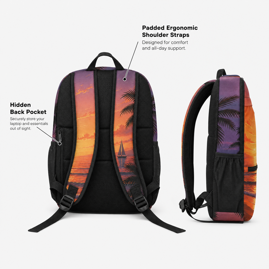 Daypack Rucksack ergonomisch gepolstert Laptopfach Netztaschen Unisex Sommer