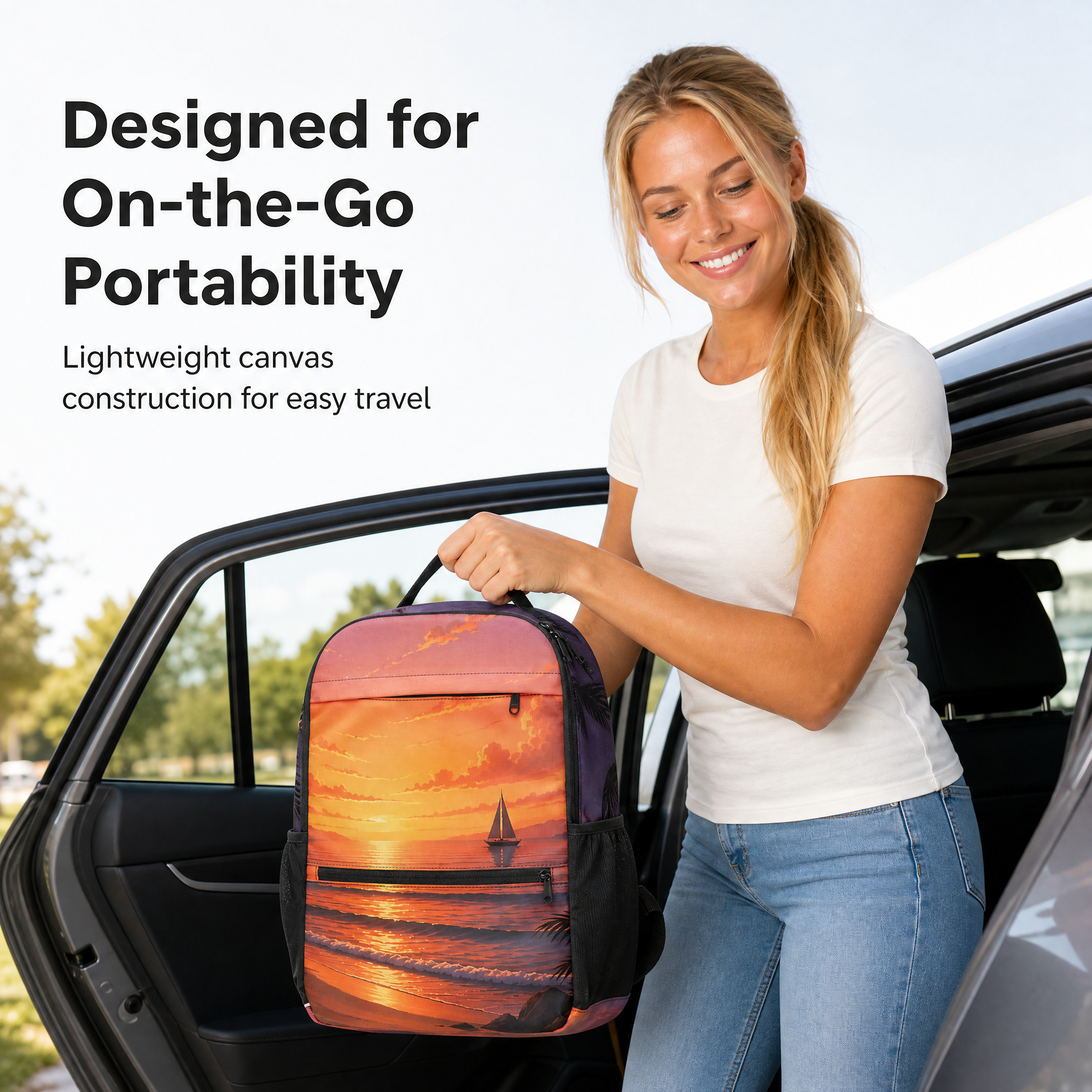 Daypack Rucksack ergonomisch gepolstert Laptopfach Netztaschen Unisex Sommer