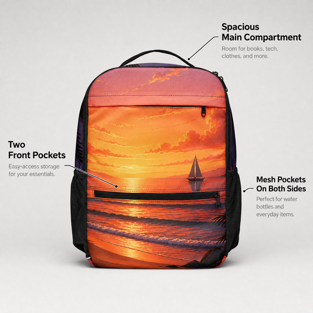 Daypack Rucksack ergonomisch gepolstert Laptopfach Netztaschen Unisex Sommer