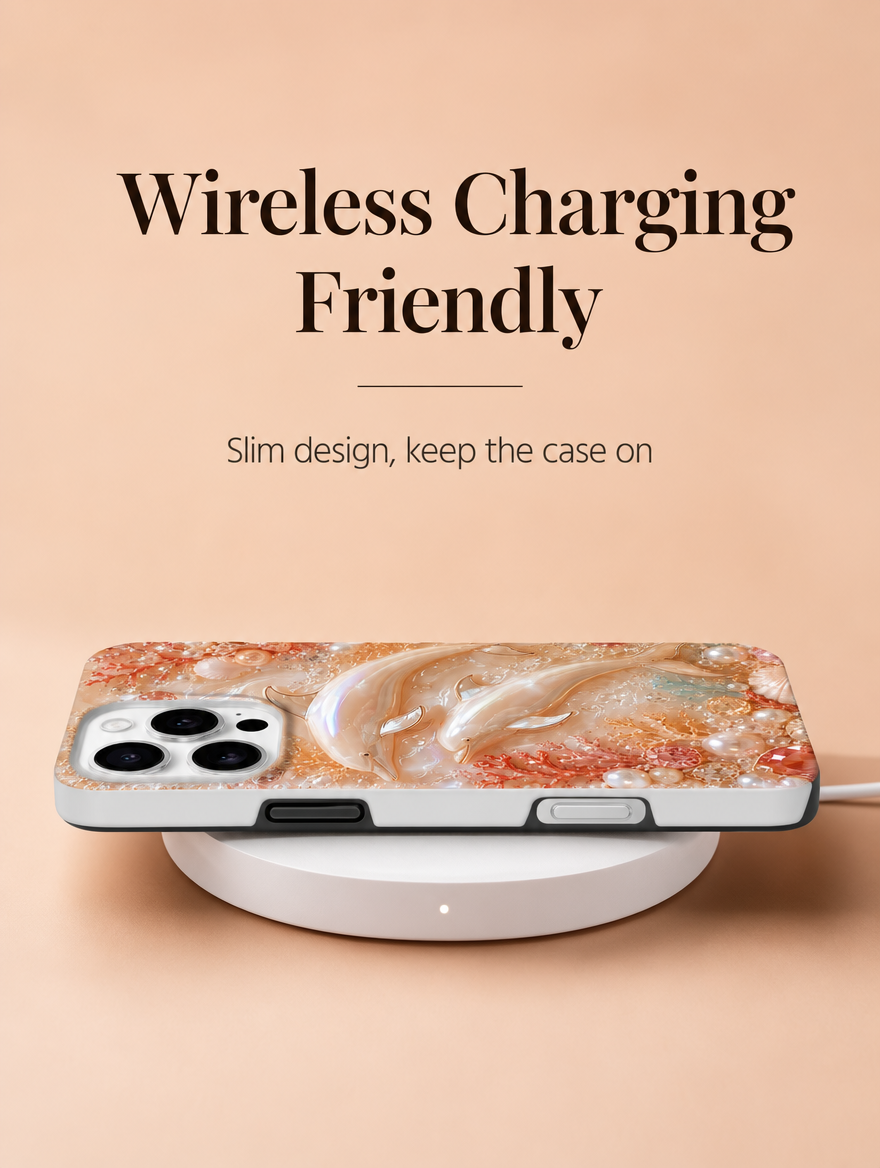 iPhone Tough case -Qi kompatibel kabellos Laden - zweilagig stoßfest - edle Perlmutt Optik Geschenk