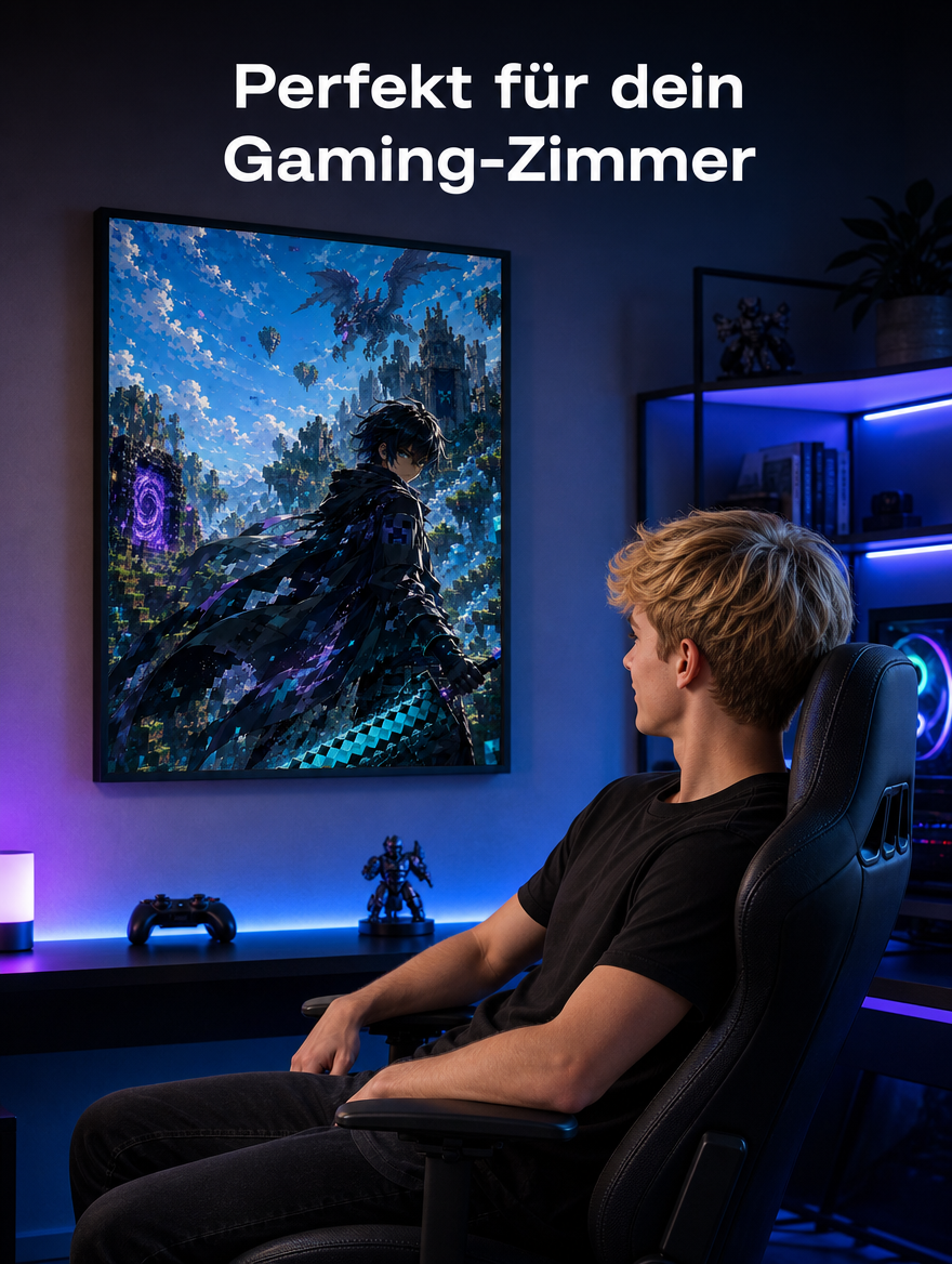 Metallbild Anime Krieger Alu Dibond gebürstet Metall Kunstdruck Gamer Deko