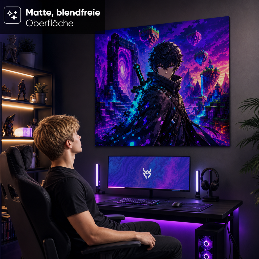 Metallbild Anime Krieger Alu Dibond gebürstet Metall Kunstdruck Gamer Deko