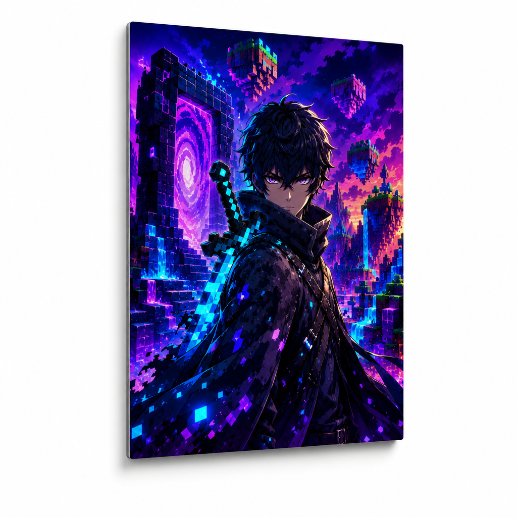 Metallbild Anime Krieger Alu Dibond gebürstet Metall Kunstdruck Gamer Deko