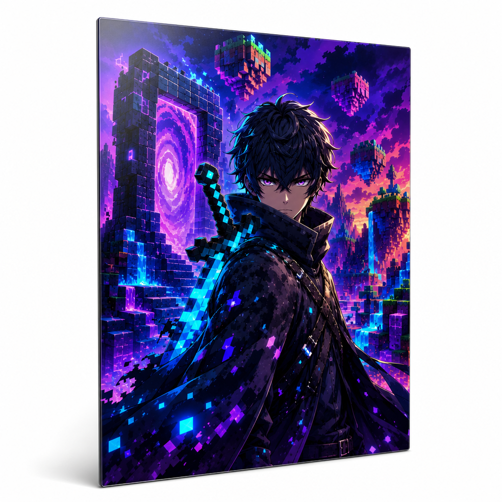 Metallbild Anime Krieger Alu Dibond gebürstet Metall Kunstdruck Gamer Deko