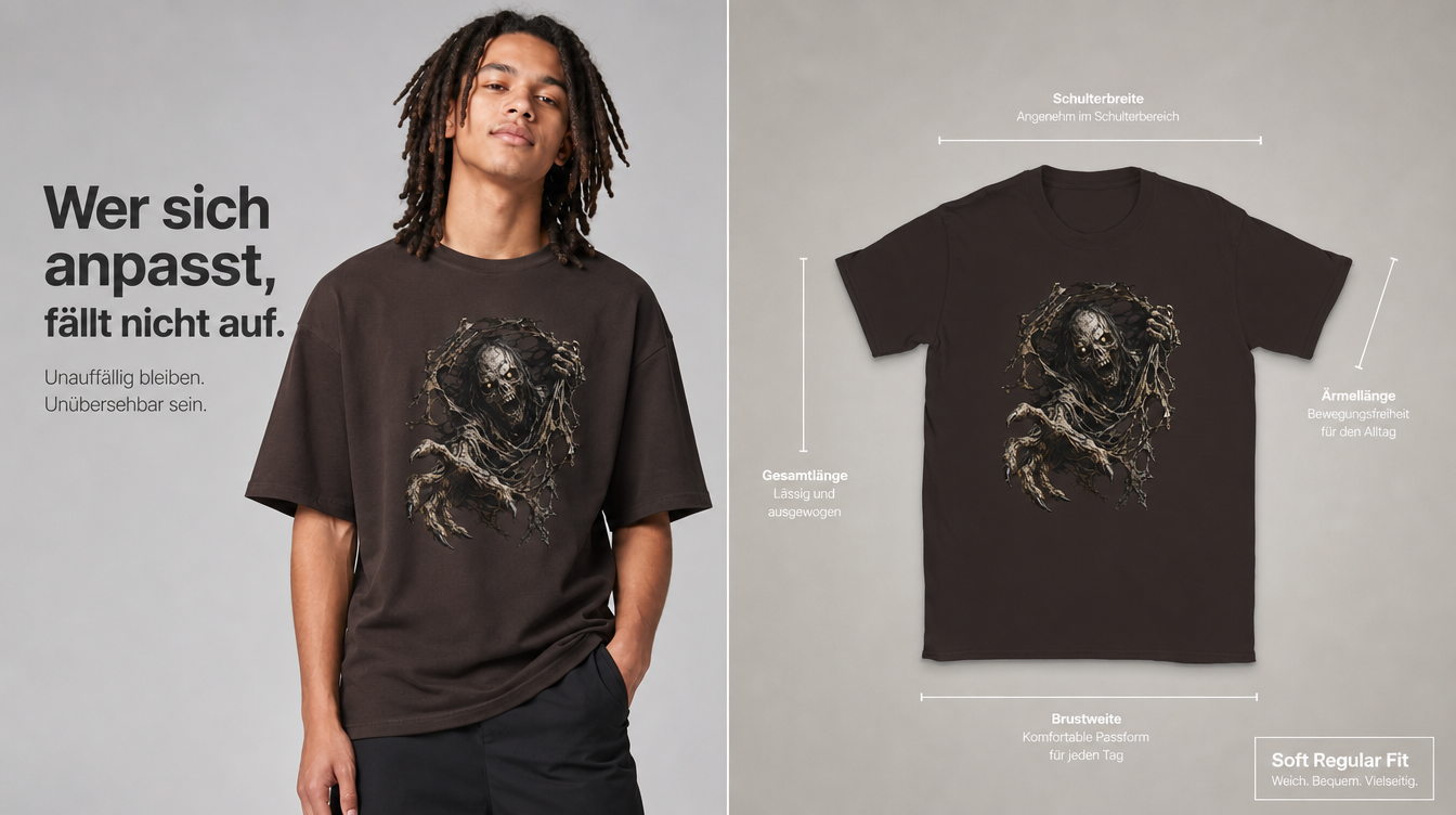 T-Shirt Zombie 3D Optik Horror Grusel Shirt Halloween Geschenk Herren Damen