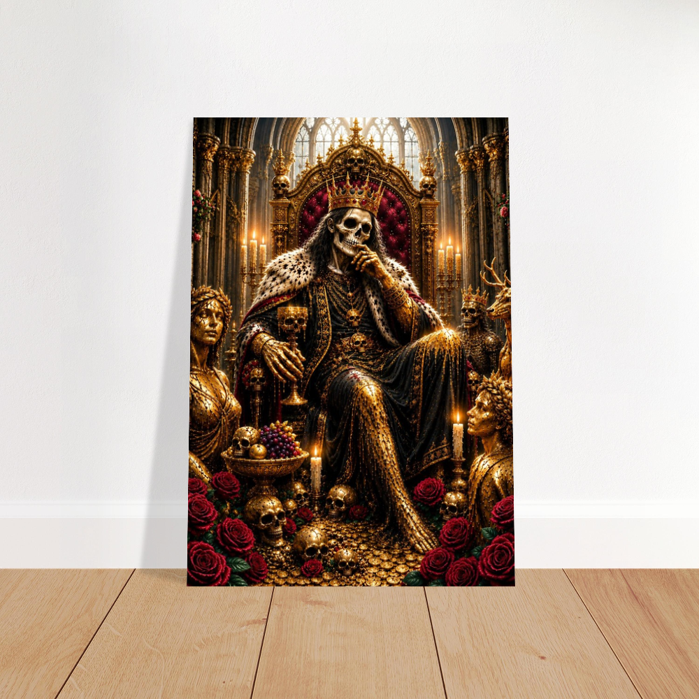 Luxus Metall Wandbild Gothic Fantasy Geschenk König Midas Gold Skull Kunst