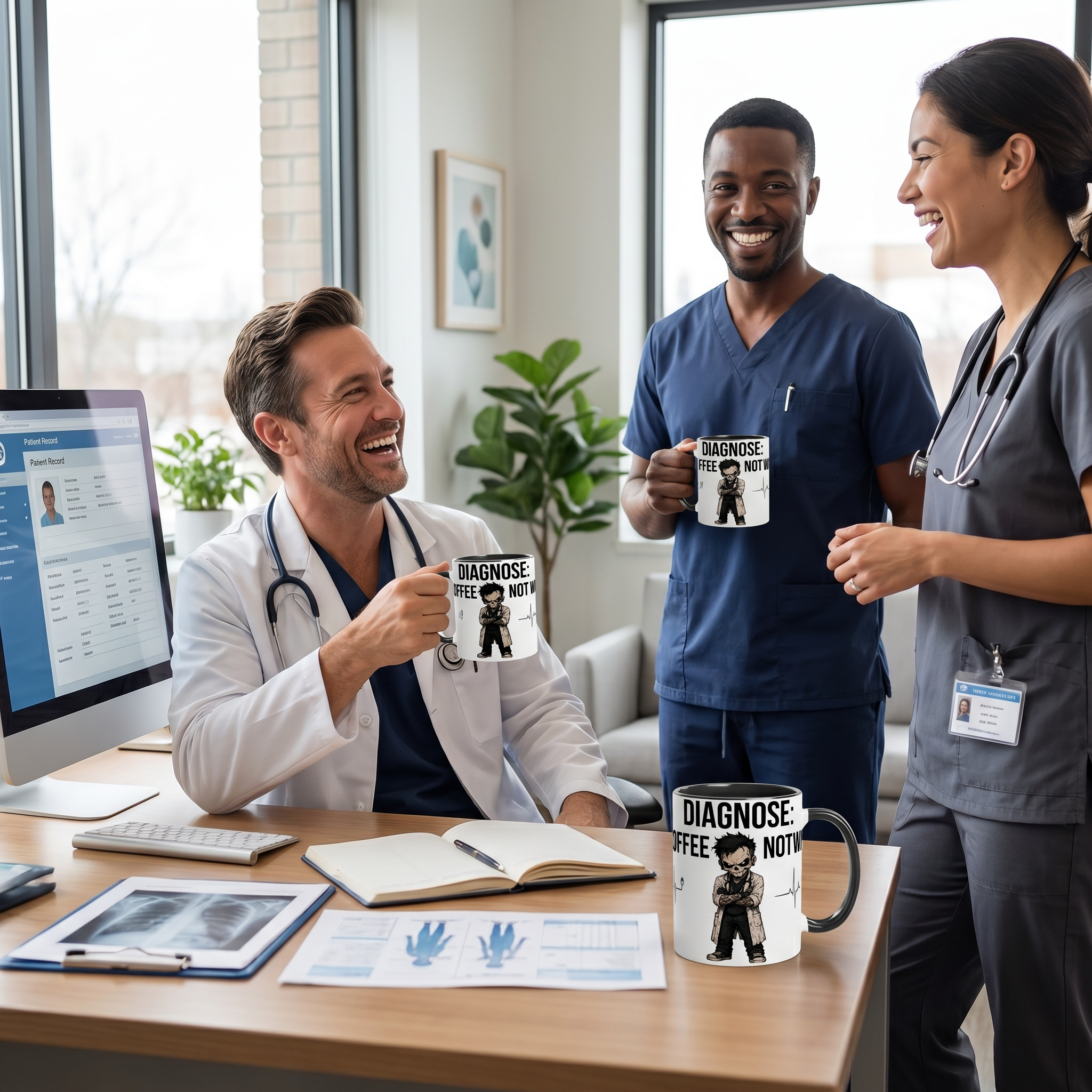 Witzige Kaffee Tasse Geschenk Arzt Krankenschwester Skull Humor Mug
