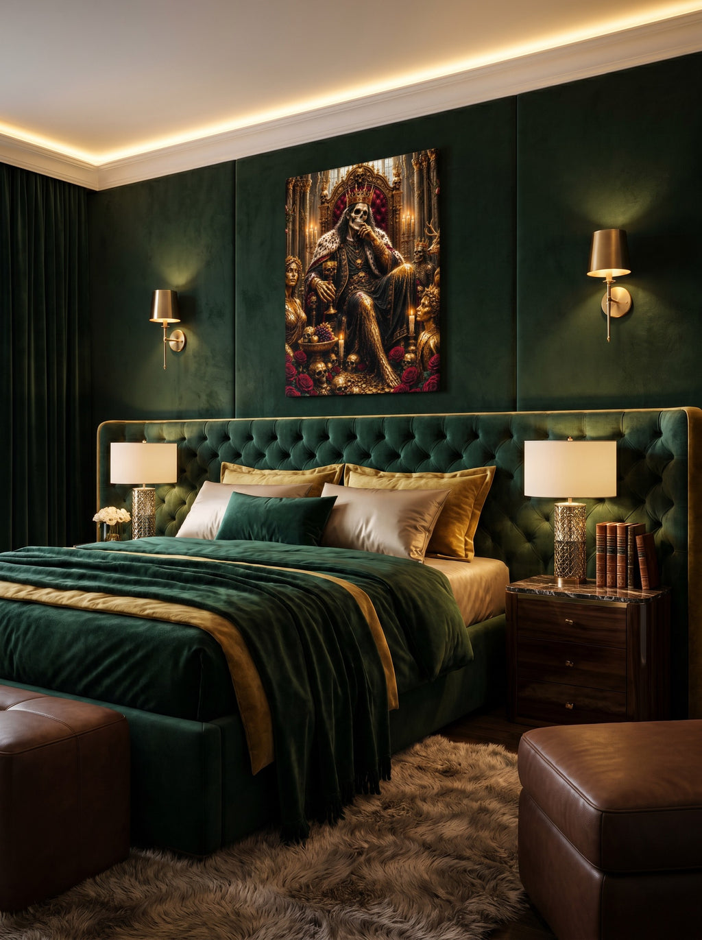 Luxus Metall Wandbild Gothic Fantasy Geschenk König Midas Gold Skull Kunst