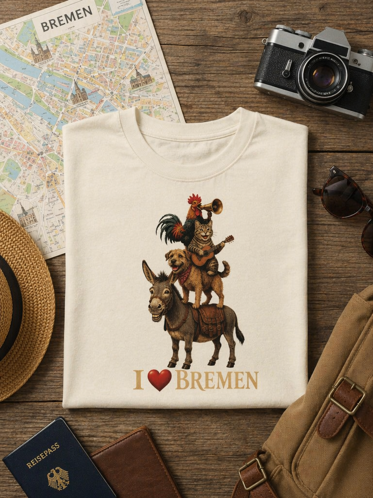 I Love Bremen T-Shirt – Bremer Stadtmusikanten – Lustiges Souvenir Geschenk