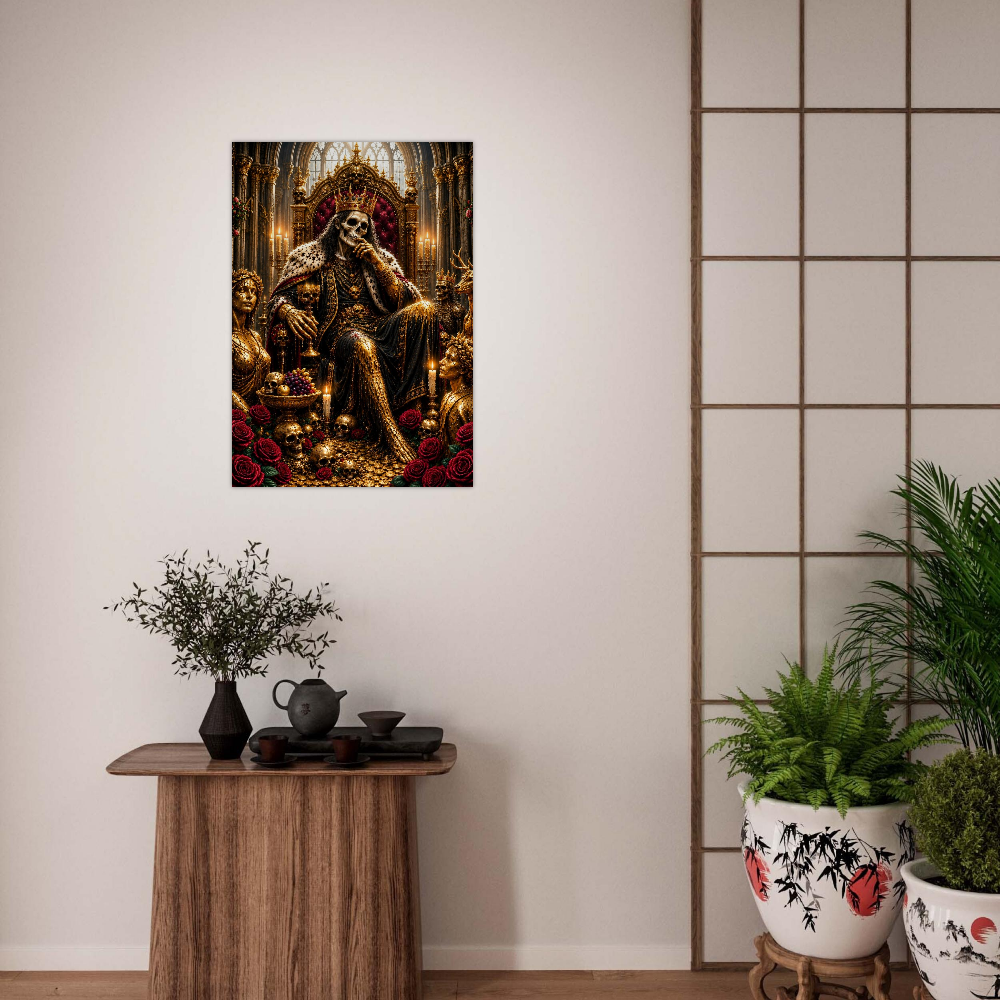 Luxus Metall Wandbild Gothic Fantasy Geschenk König Midas Gold Skull Kunst