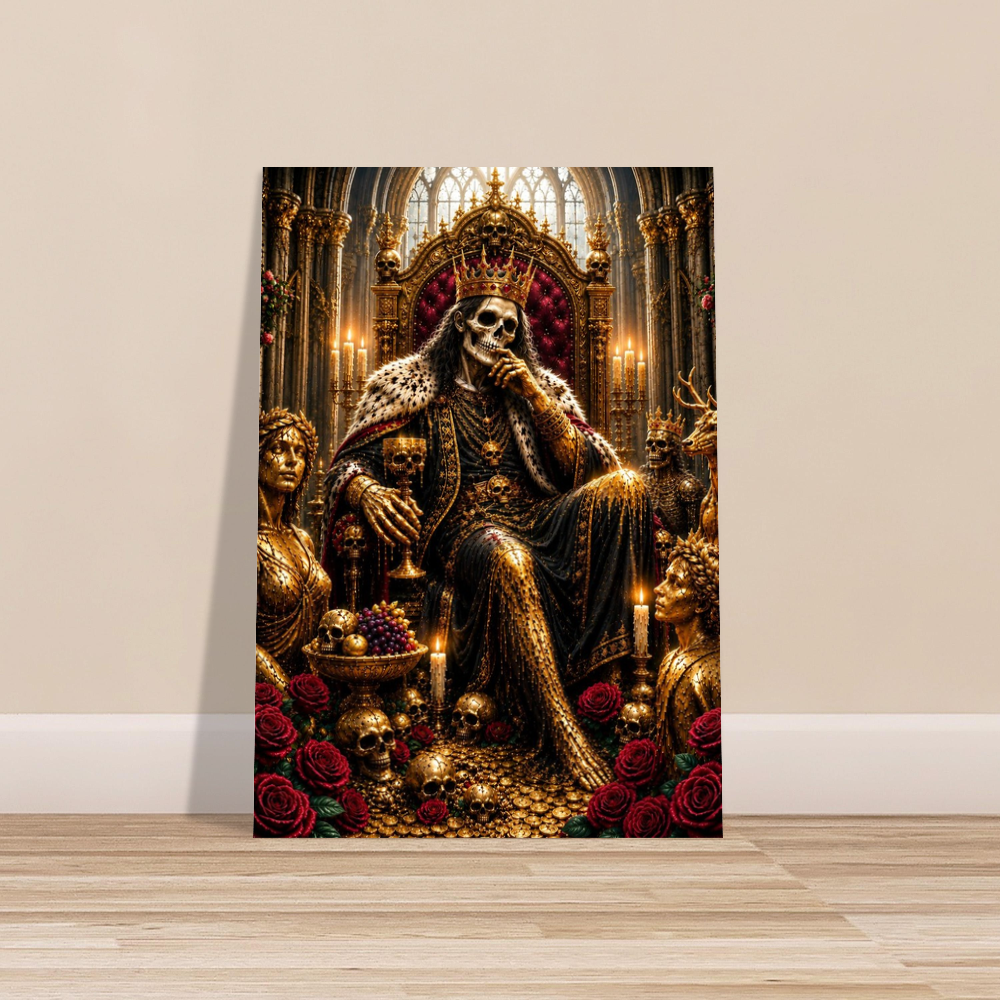 Luxus Metall Wandbild Gothic Fantasy Geschenk König Midas Gold Skull Kunst
