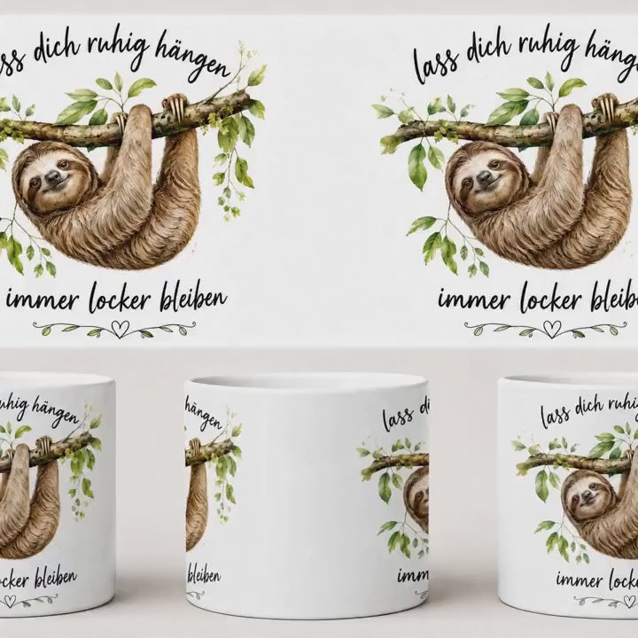 Lustige Anti-Stress Tasse Faultier Geschenk Büro Kaffee Kollegin Kollege