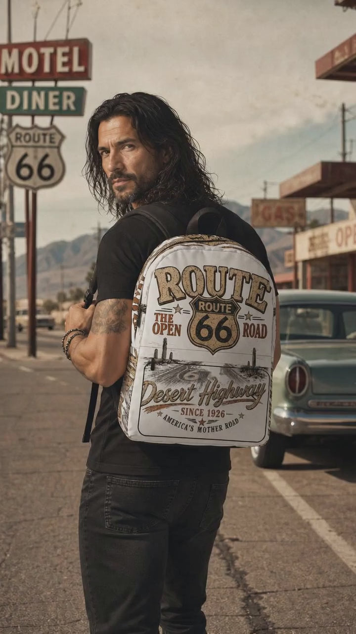 Route 66 Backpack Vintage Desert Highway Biker Gift Retro USA Road Trip