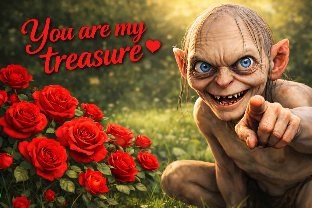 Witzige Valentinstags-Tasse „You are my Treasure“ – Gollum-Motiv – Keramiktasse für Filmfans