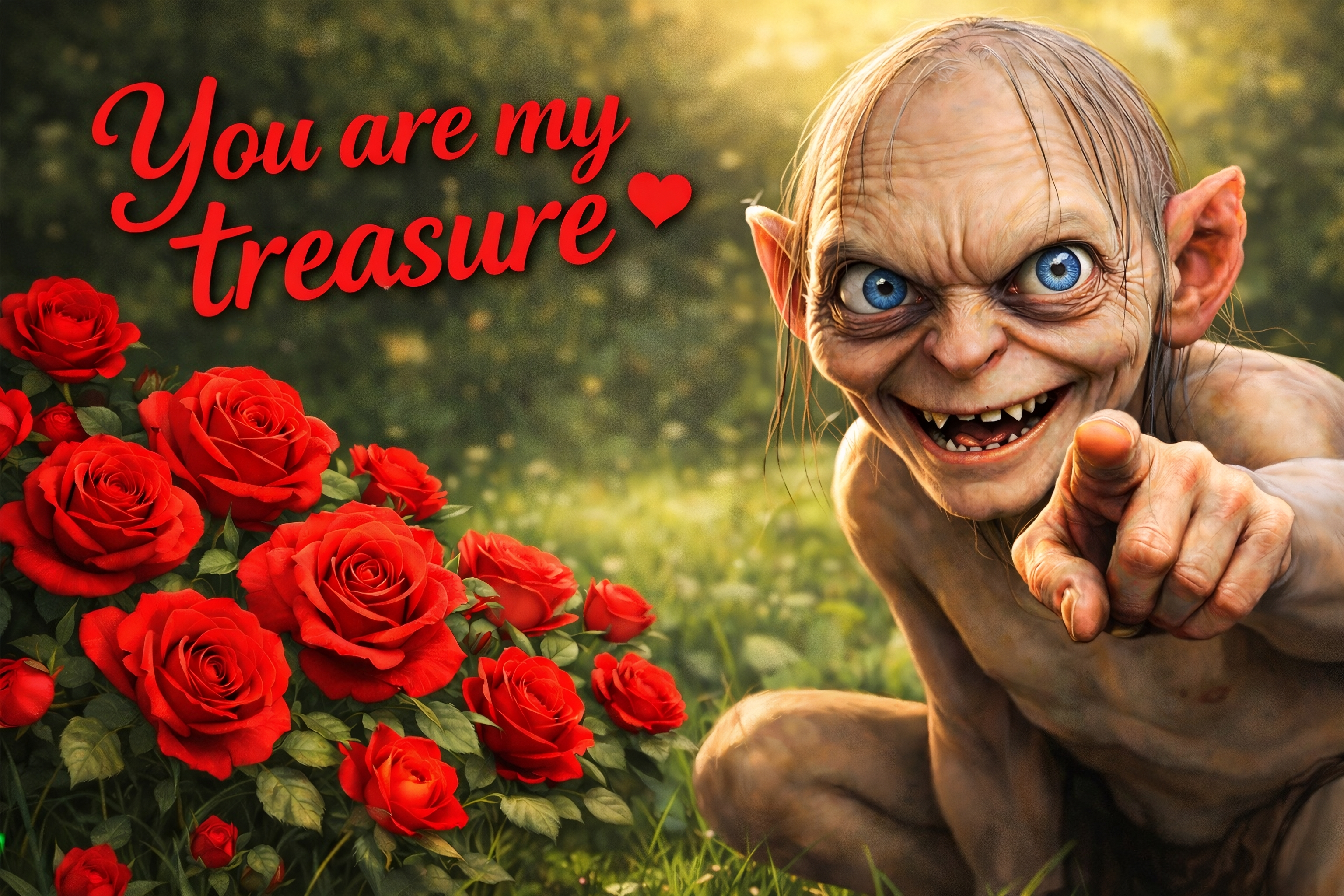 Witzige Valentinstags-Tasse „You are my Treasure“ – Gollum-Motiv – Keramiktasse für Filmfans